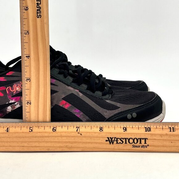 Ryka Devotion Plus 3 Sneakers Athletic Shoes Womens Size 8M Black & Pink Floral - Picture 15 of 16